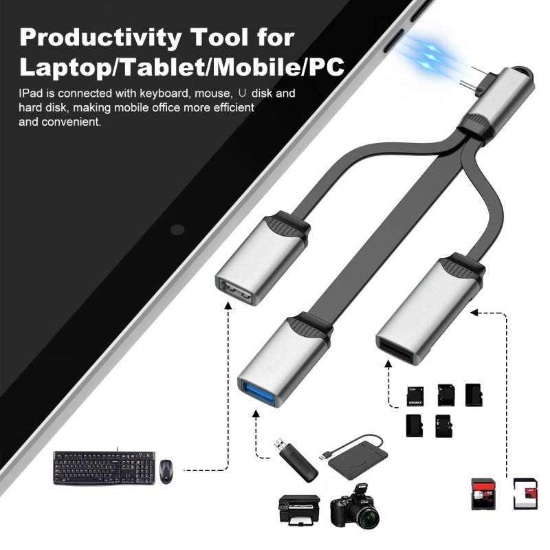 Bộ Chia 4 Cổng USB 3.0 2.0 Loại C OTG 4 Trong 1 Cho Điện Thoại
