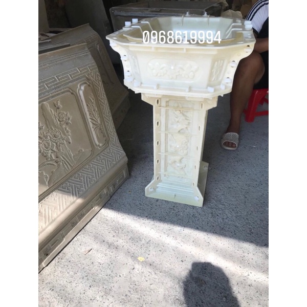 Khuôn đúc chậu chữ nhật vát góc 55x35x20 kèm chân đôn rồng phượng cao 56