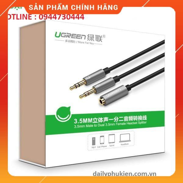 Cáp Audio 3,5mm âm ra 2 đầu 3,5mm 1 Mic 1 loa Ugreen 20899 dailyphukien