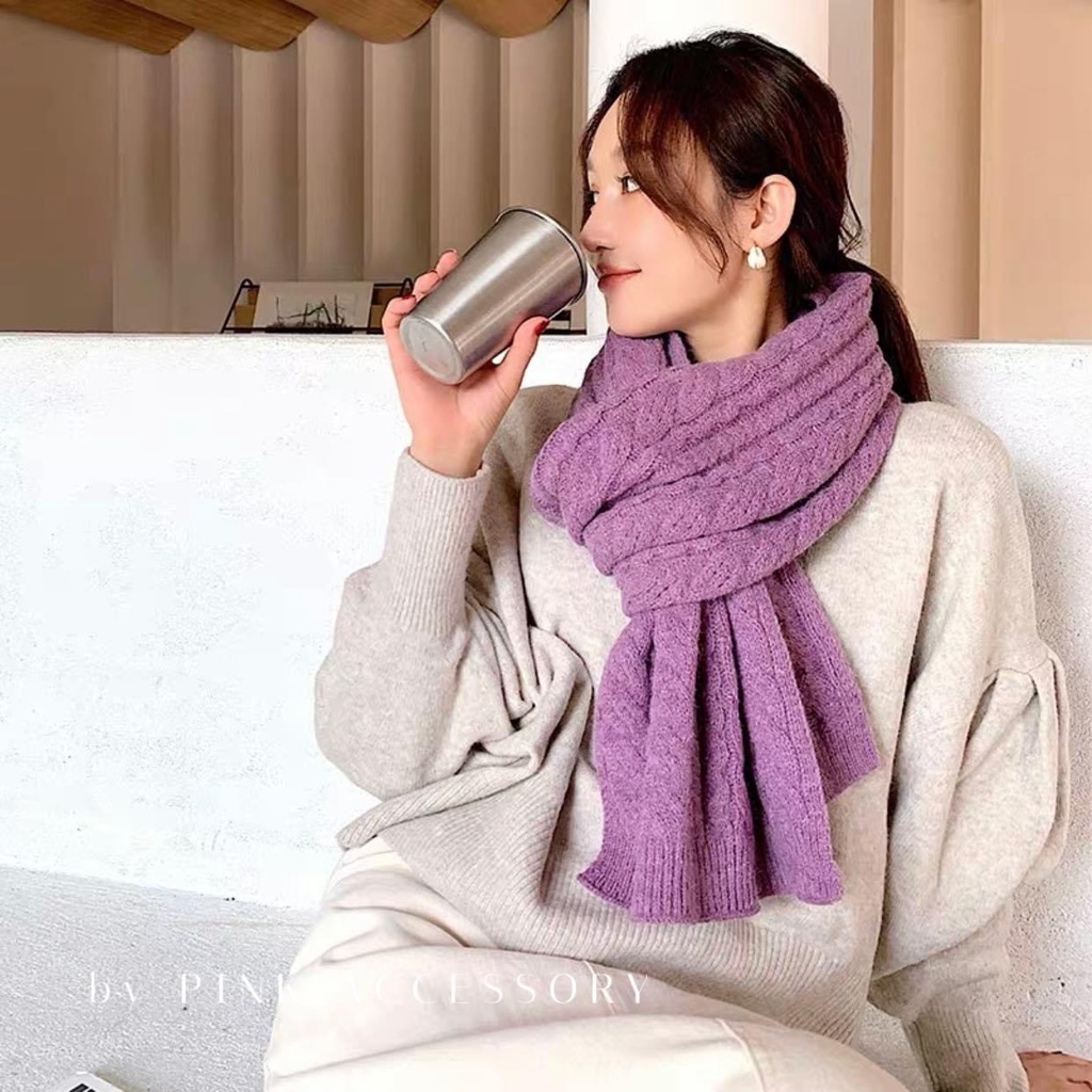 Khăn choàng cổ mùa đông trơn, len phong cách Hàn Quốc, khăn quàng cổ hot trend 2021