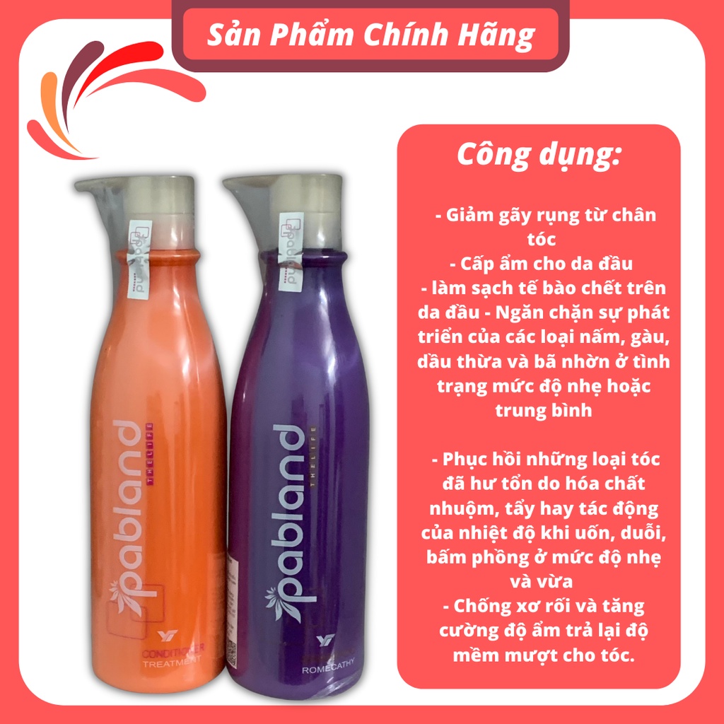 Căp dầu gội xả PABLAND 750ml keratin sạch gàu suôn mềm mượt tóc chính hãng