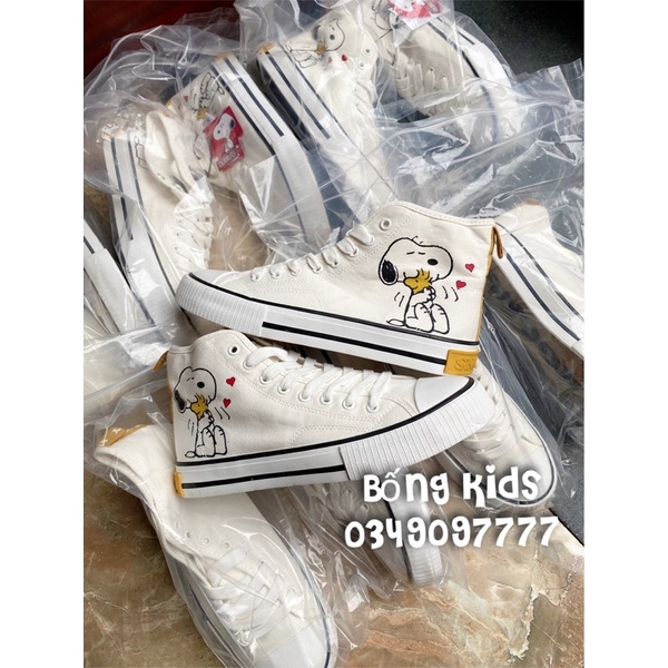 Giày Cao Cổ Bé Gái Snoopy Trắng Lefties