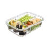 Thủy tinh chữ nhật chia ngăn, nắp đậy kín, chịu nhiệt độ cao, kháng khuẩn.