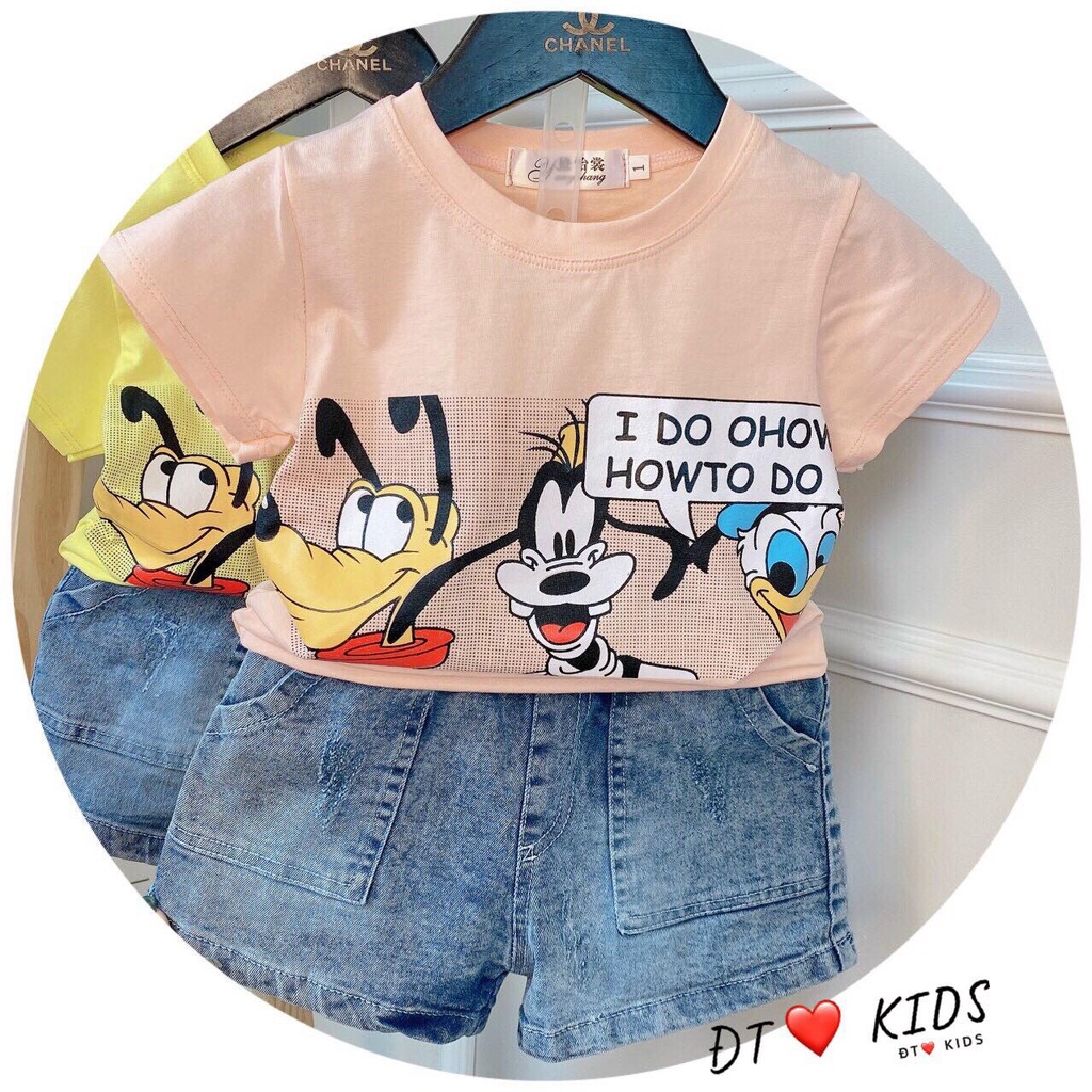 (Rẻ Nhất Tphcm) Set Bộ Áo Thun + Quần Jean Cho Bé Gái Siêu Xinh