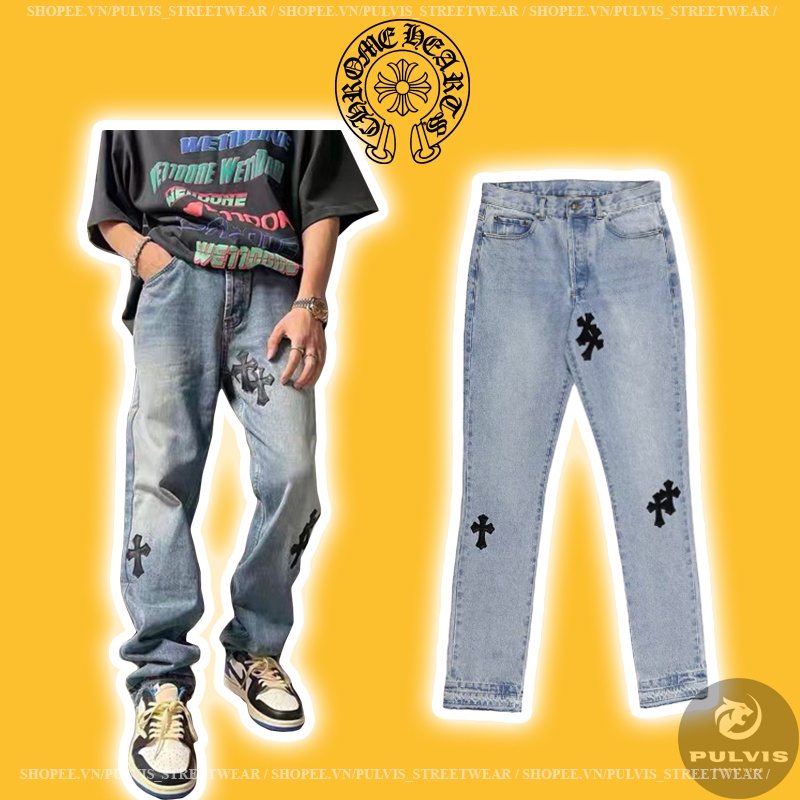 ⚡️[Hight Quality] - Quần jeans Chrom Heart cao cấp full tag túi, quần jeans ch