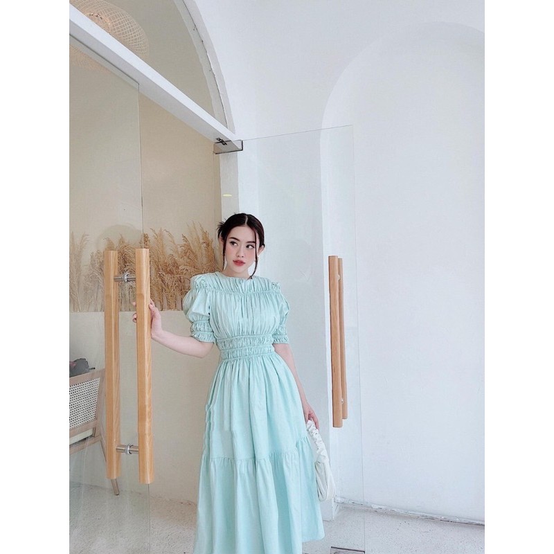 530k đầm tơ xanh