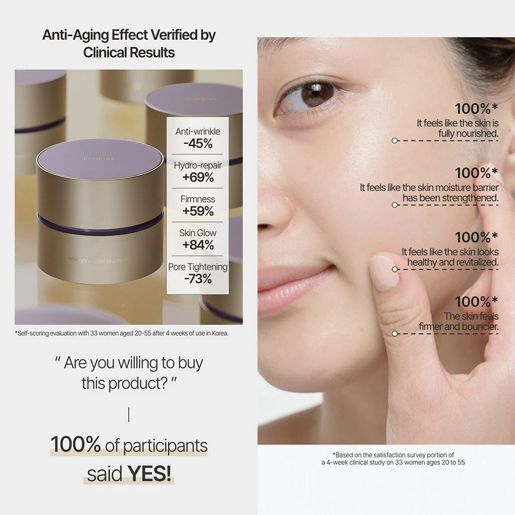 LANEIGE Perfect Renew 3X Skin Refiner, Emulsion, Cream, Serum Trial Kit