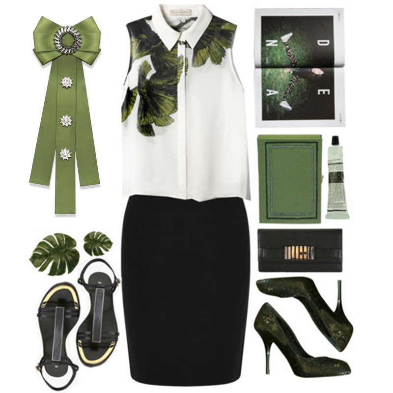 Cà Vạt Ruy Băng Đính Đá Pha Lê Phong Cách Cổ Điển Dành Cho Áo Sơ Mi