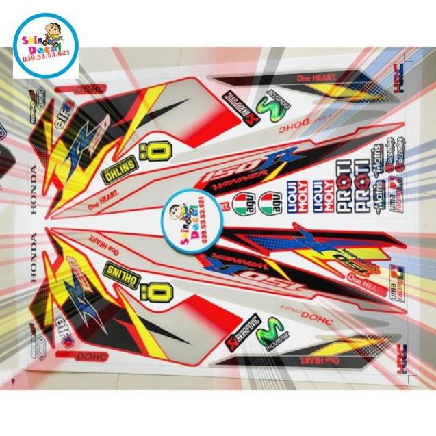 Tem rời winner chữ R dán xe đỏ