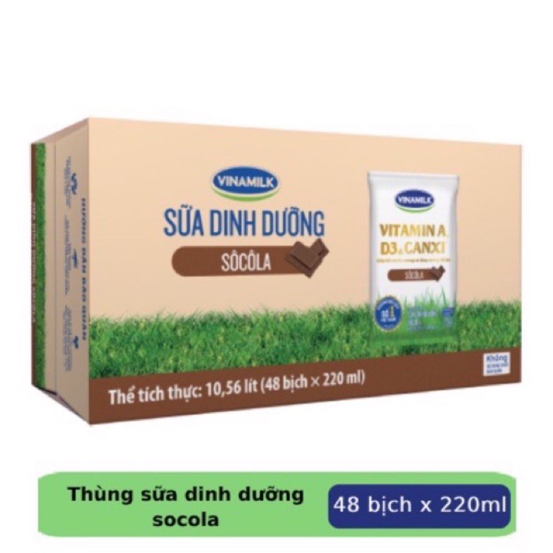 Thùng 48 Bịch Sữa Tươi Vinamilk Socola- 220ml