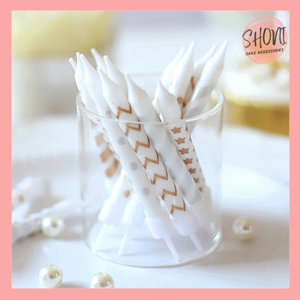Nến Sinh Nhật Hàn Quốc Màu Nhũ Trang Trí Bánh Kem