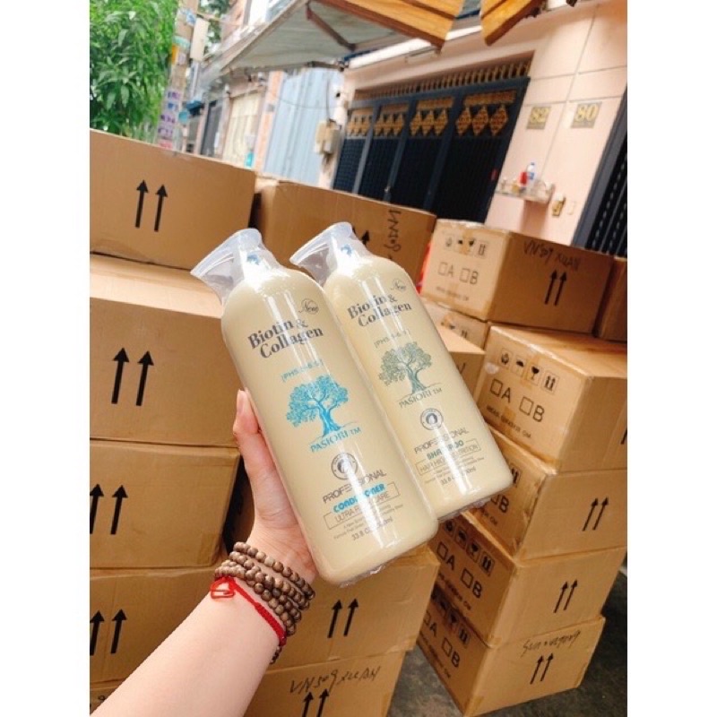 Bộ 2 dầu gội xả Biotin and collagen 1000ml siêu phục hồi, mềm mượt + kích thích mọc tóc,..