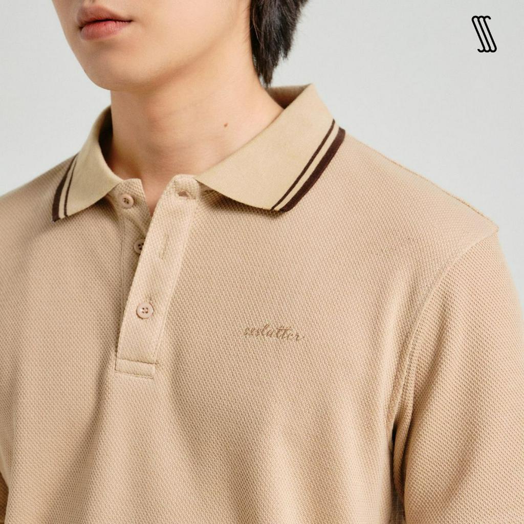 Áo polo nam SSSTUTTER cổ v có viền thêu logo thoáng mát mặt ngoài thấm hút mồ hôi mặt trong mịn FOWLER POLO