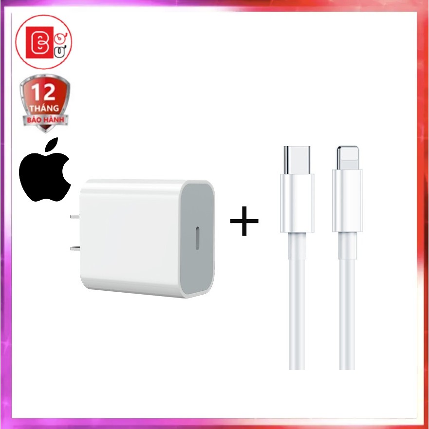 [Bh 12Th] Củ Sạc Nhanh Iphone 20W,Cáp Sạc Nhanh Iphone ,Bộ Củ PD 20W+Cáp Type-C to Lightning Cốc Sạc Nhanh Iphone-Bơ Bư