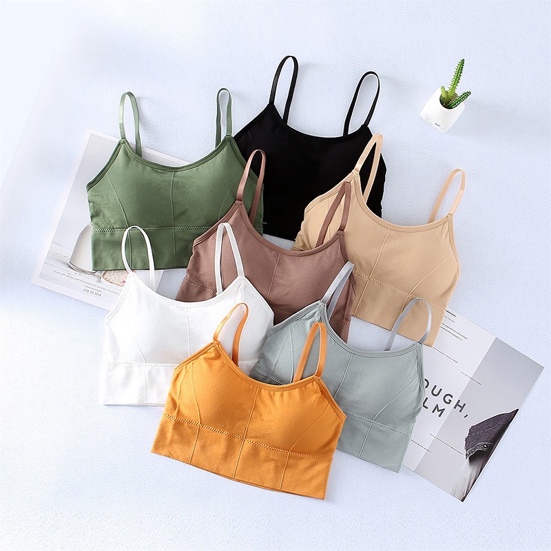Áo bra tập gym 2 dây, chất cotton dày dặn kèm mút thời trang cá tính thể thao HLBOUTIQUE 828