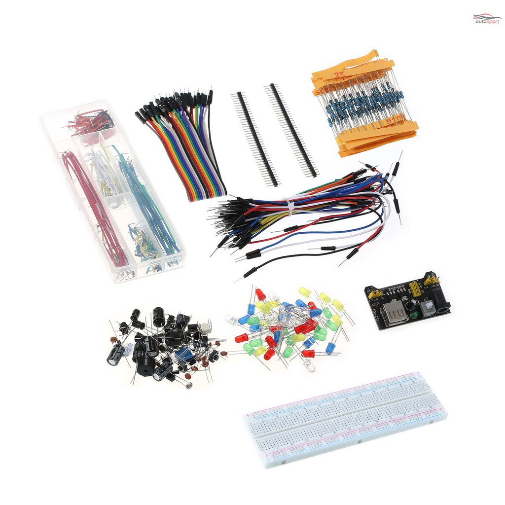Arduino Component Starter Kit with Resistors(10 kinds), LEDs(6 color), Potentiometer, Solderless Jumper Wire, Preformed Breadboard Jumper Wire Kit for Arduino UNO R3