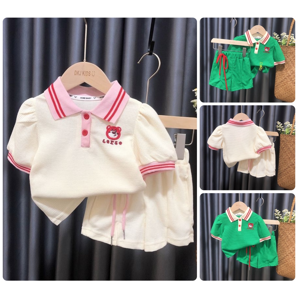 ATG2 Size 9-25Kg Set bộ bé gái (Áo quần thun co giãn ngắn tay) Thời trang trẻ Em hàng quảng châu