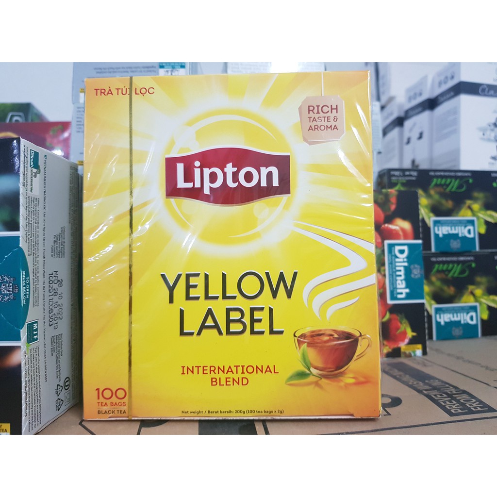 Trà Túi Lọc Lipton Nhãn Vàng hộp to cao cấp 100 Gói Nhỏ chính hãng