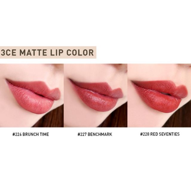 Son thỏi lì vỏ tráng gương 3CE Matte Lip Color