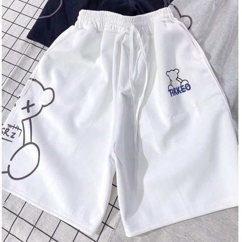 Quần Đùi Ngắn Ống Rộng Nam Nữ Unisex Rubystore,Quần Sooc Vải Lưng Thun Màu Đen Moonstore