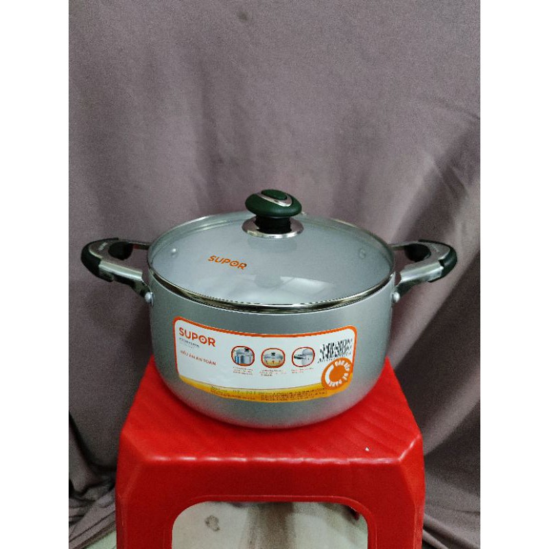 Nồi canh hợp kim nhôm oxy hóa mềm Supor Unital H07005-5 - size 24cm Dung tích 5.3L - Hàng chính hãng