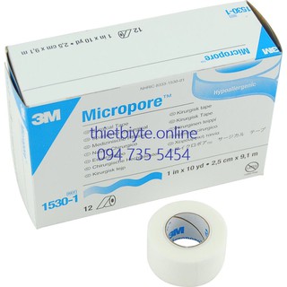 Băng keo giấy 3M Micropore 1530-0 (1.25cm x 9.1m) - 12 cuộn