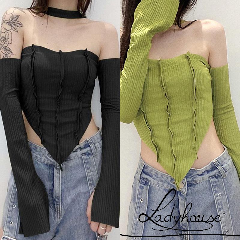 Áo Dài Tay Dáng Ôm Phong Cách Hồng Kông Cá Tính Dành Cho Nữ