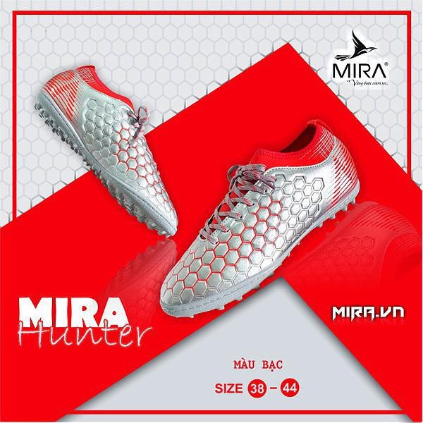 Giày Đá Bóng Sân Cỏ Nhân Tạo Chính Hãng Mira Hunter - Khâu Full Đế - Họa Tiết Bắt Mắt - Mẫu Mới Nhất 2022