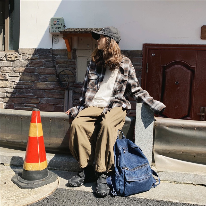 Balo denim/ balo vải bò hàng loại 1 dày dặn kiểu dánng basic rọng rãi phong cách retro phù hợp cho nam và nữ