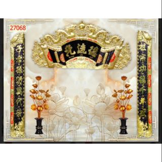 Tranh 3D dán ban thờ, phòng thờ trang trí KT 120x80cm