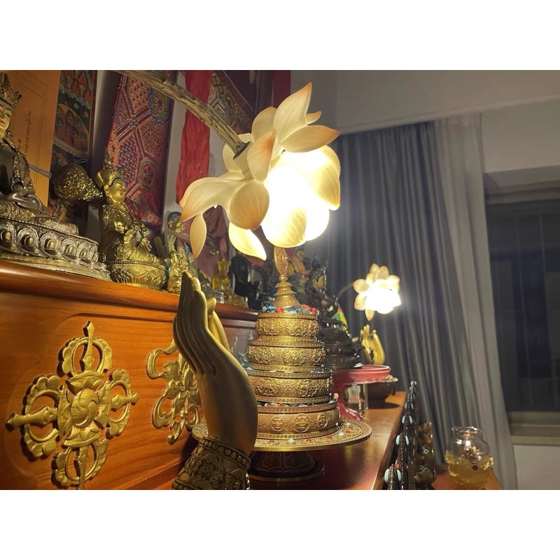 ĐÈN HOA SEN TAY PHẬT THỜ CÚNG TRANG TRÍ DECOR CAO CẤP