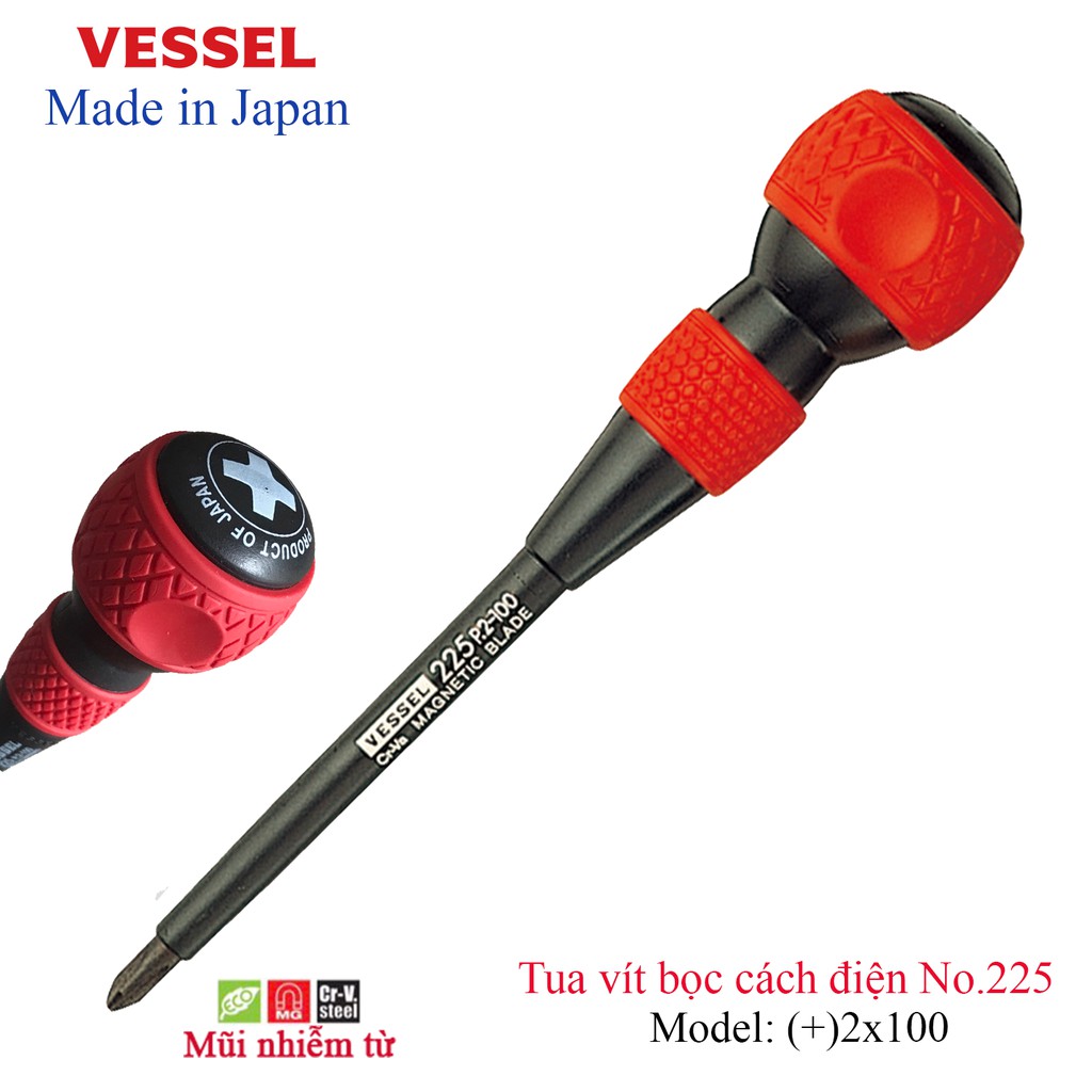 Tô vít tay cầm kiểu bóng, bọc cách điện No.225 Vessel
