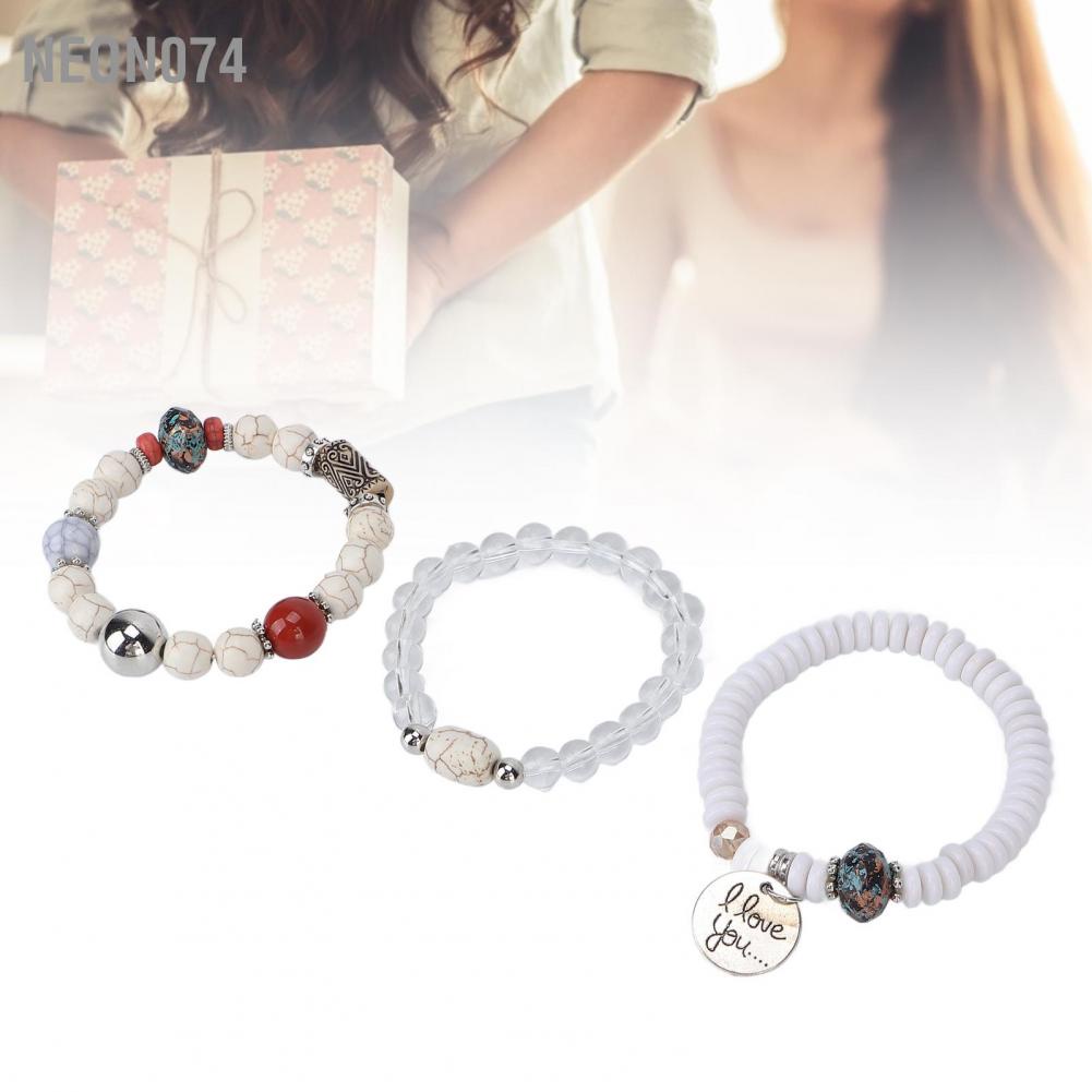 Neon074 Neon074 3 cái Vòng tay nhựa thanh lịch đầy màu sắc có thể xếp chồng lên nhau Bộ đồ trang sức Quà tặng cho phụ nữ Cô gái