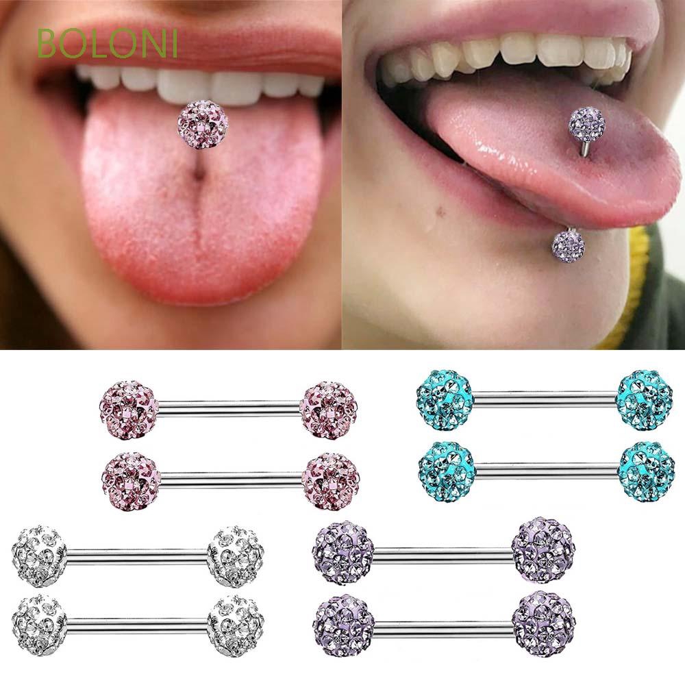 Khuyên Lưỡi Bằng Thép Không Gỉ Đính Đá Thời Trang Cho Nữ