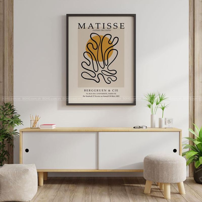 Tranh MATISSE trừu tượng treo tường kích thước 50*70cm, tặng kèm đinh 3 chân treo tranh, bảo hành 12 tháng