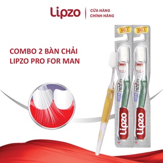 Combo 2 Bàn Chải Đánh Răng Lipzo Pro For Man Cho Nam Giới Men Răng Yếu Công Nghệ Lông Nở Kết Hợp Chỉ Tơ Nha Khoa MềmMảnh