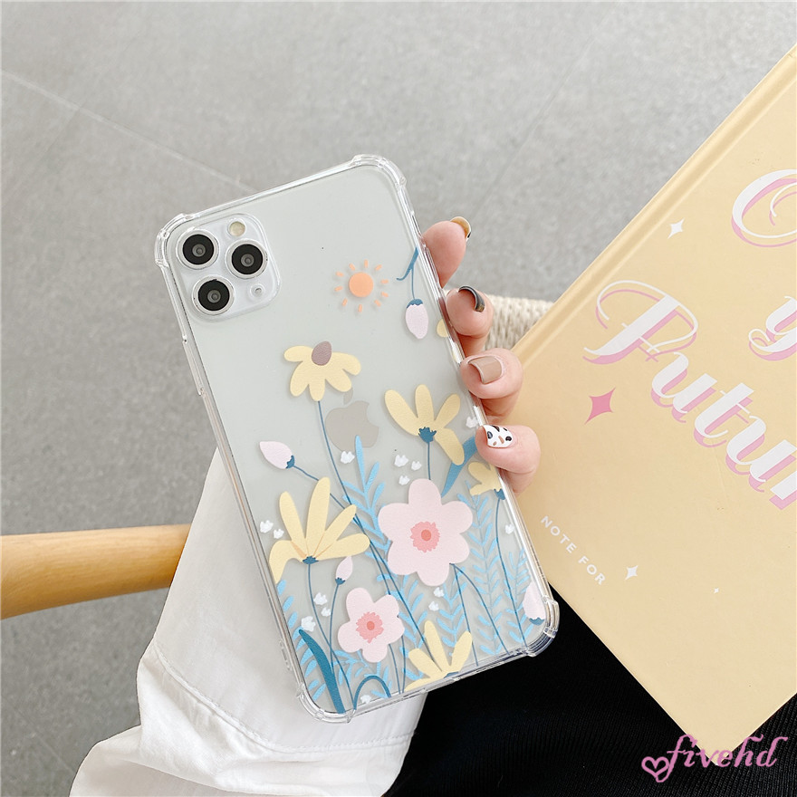 Ốp điện thoại silicon mềm trong suốt họa tiết hình hoa cho iPhone SE 2020 11 Pro Maxx Xs Max Xr 8 7 6 6s Plus | BigBuy360 - bigbuy360.vn