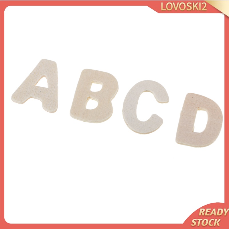 [LOVOSKI2]DIY Wooden Alphabet Tiles Natural Wood Letters Scrapbook Crafts 156x in Tray