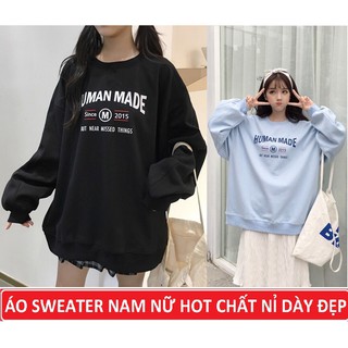 🔥 ĐẸP-CHẤT🔥 Áo phông dài tay sweater nam nữ màu đen - xanh áo sweater unisex chất nỉ đẹp  kiểu dáng thời trang