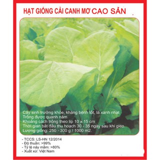 Hạt Giống Cải Canh Mơ Cao Sản 10 gram chịu hạn tốt, gieo trồng đơn giản, thời gian thu hoạch nhanh chóng R007