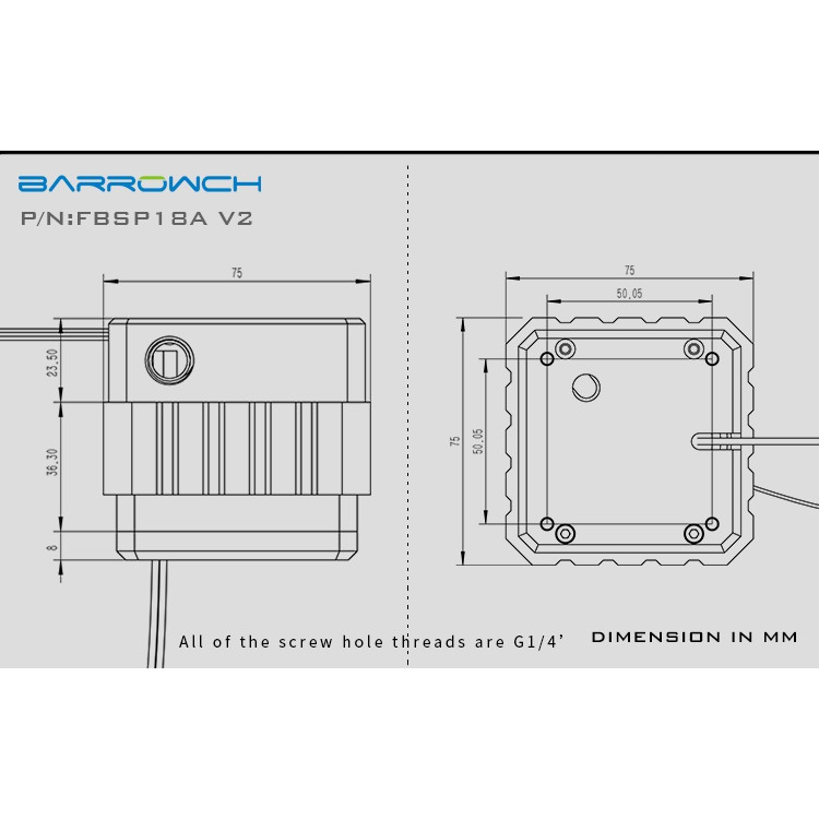 Bơm cho tản nhiệt nước Pump top Barrowch DDC FBSP18A V2