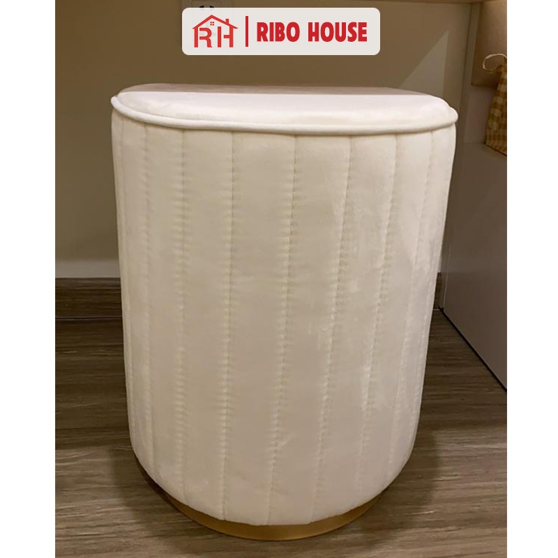 Ghế trang điểm RIBO HOUSE đệm vải nhung nỉ chân kim loại, ghế đôn sofa trang trí phòng ngủ decor quán cà phê spa RIBO51