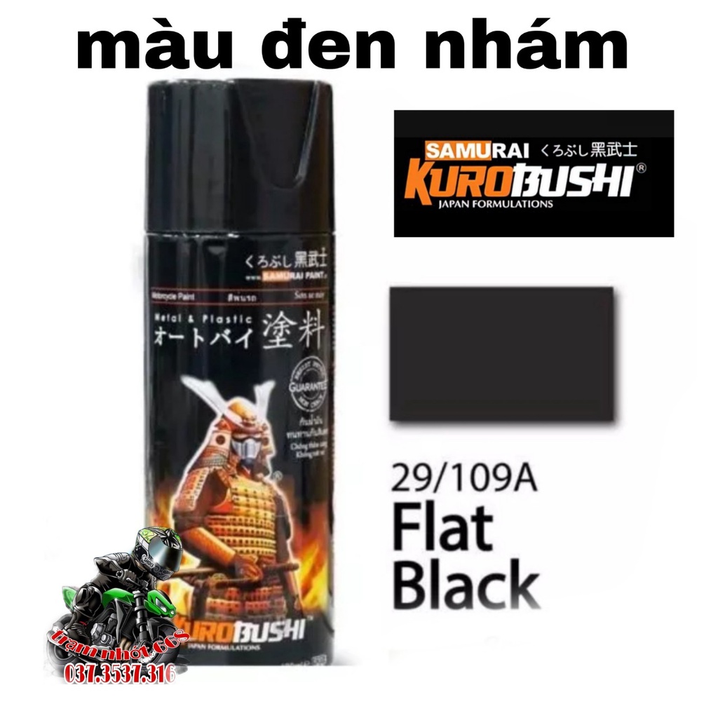 SƠN SAMURAI MÀU ĐEN NHÁM, ĐEN PHẲNG MÃ SƠN XỊT MÀU 29/109A DUNG TÍCH 400ML
