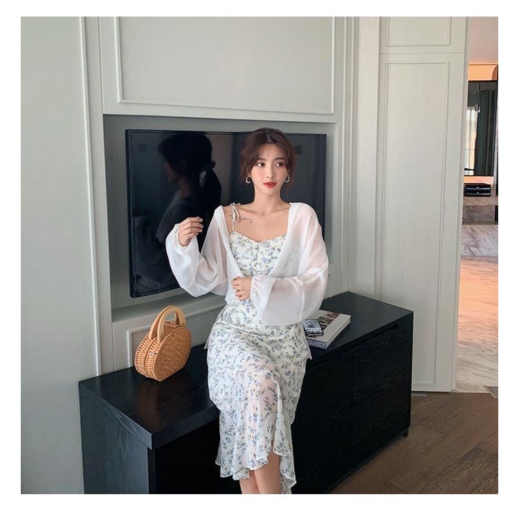 Đầm voan hoa hai dây thời trang mùa hè hàn quốc dành cho nữ