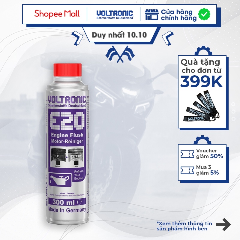 PHỤ GIA VỆ SINH SÚC RỬA ĐỘNG CƠ NHẬP KHẨU ĐỨC VOLTRONIC E20 ENGINE FLUSH