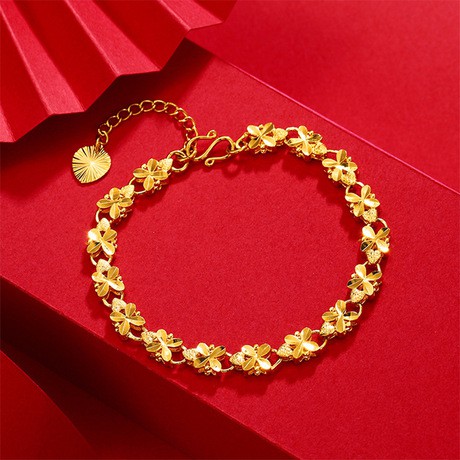 ☒◄▤Hàng Bán Chạy Vòng Tay Mạ Vàng Cát Chảy Bốn Lá Phong Cách Cổ Điển Sản Xuất Trực Tiếp Từ Xưởng 1 Cho Bạn Gái