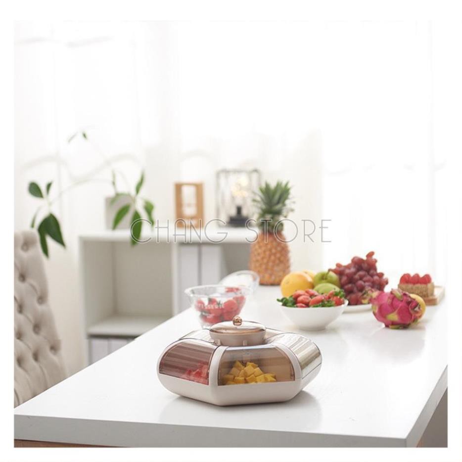 Khay mứt tết, khay mứt bánh kẹo tết hình bông hoa tự bung nắp 6 cánh độc lạ