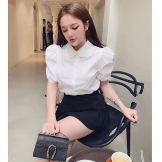 Áo sơ mi cổ phối ren công sở C001