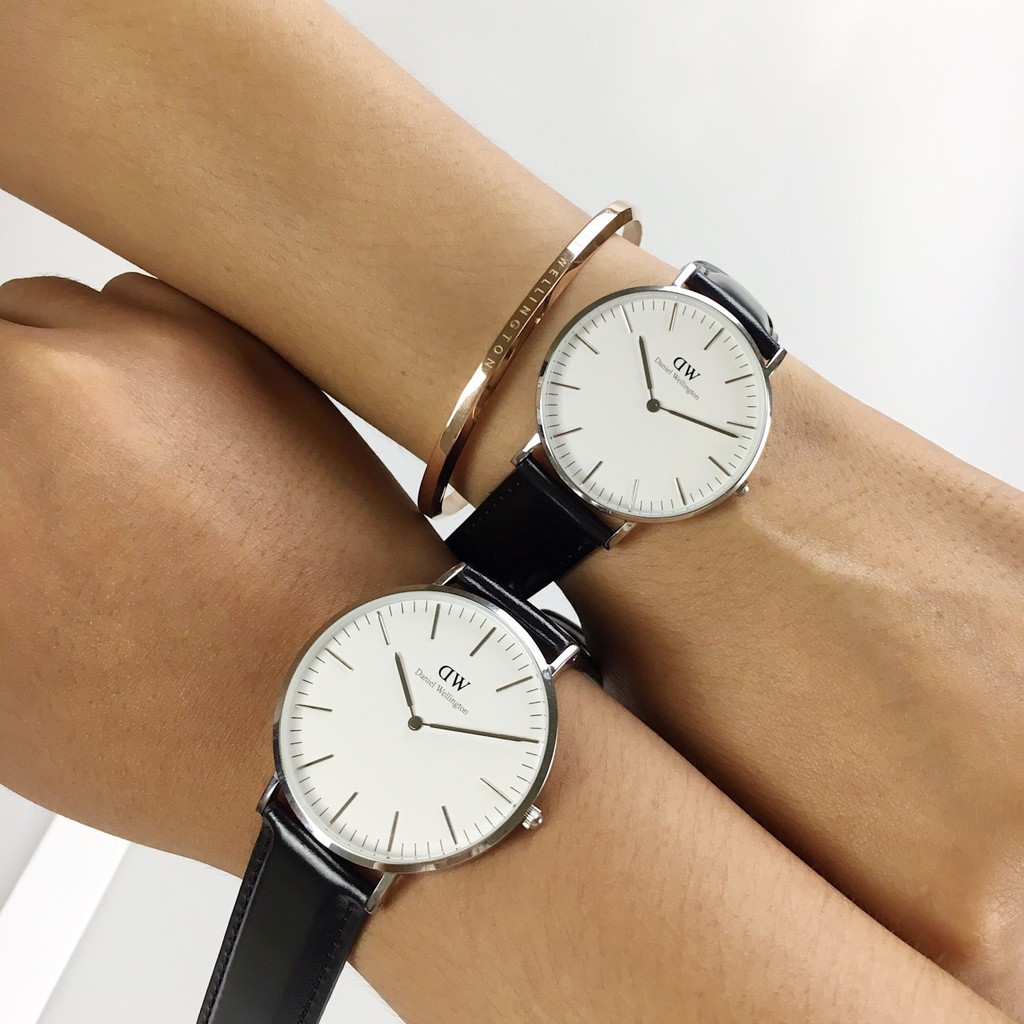 Đồng hồ nam Daniel Wellington Classic Sheffield viền bạc (Có Size Nữ) - DW Chính Hãng