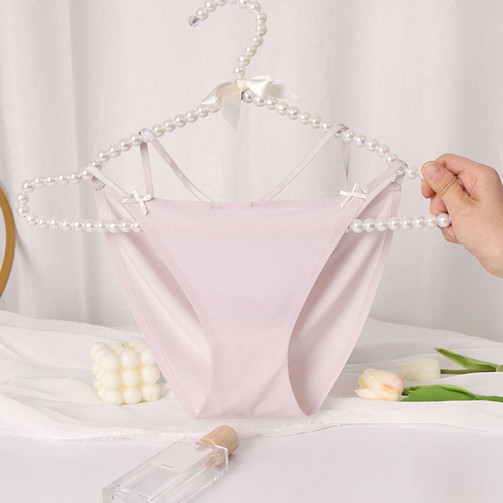 OCEANMAP Quần Lót Lụa Lưng Thấp Màu Trơn Dễ Thương Cho Nữ